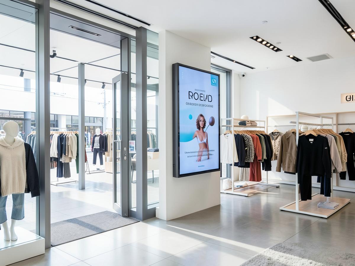 Pantalla digital en un negocio del sector retail